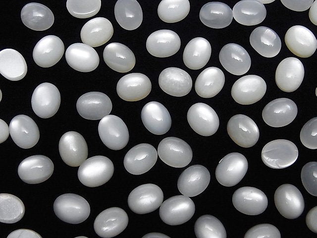 Weißer Mondstein AAA- Ovaler Cabochon 10x8mm 4 Stück
