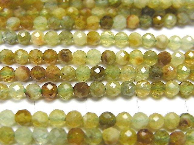 高品質!石榴石 AA 刻面圓珠 3mm 1串珠子(約15英吋/37公分)