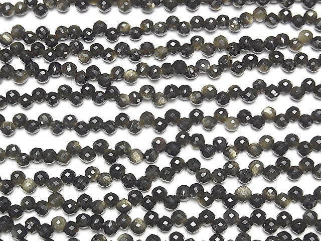 Hochwertig! Goldener Obsidian Zwiebel Facettierte Briolette 6x6x6mm halb oder 1 Strang Perlen (ca. 15 Zoll / 38 cm)