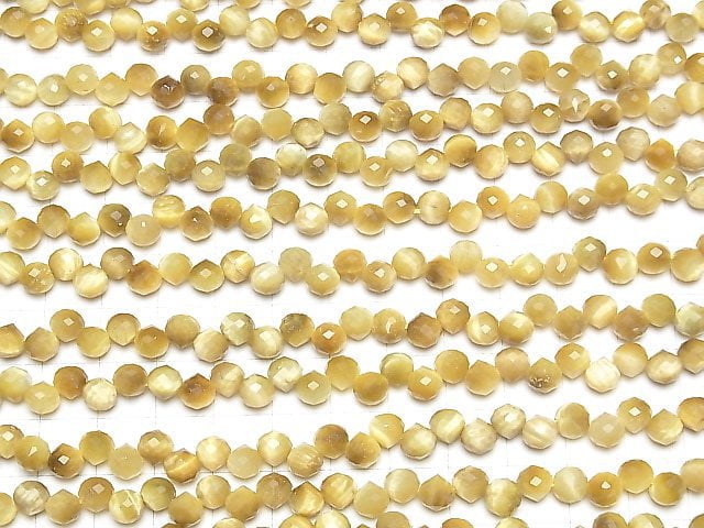 Hochwertig! Goldenes Tigerauge AA++ Zwiebel Facettierte Briolette 6x6x6mm halb oder 1 Strang Perlen (ca. 15 Zoll / 38 cm)