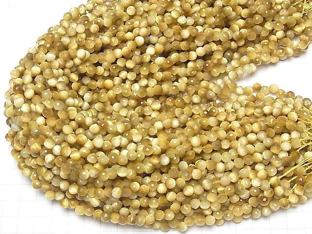 Hochwertig! Goldenes Tigerauge AA++ Zwiebel Facettierte Briolette 6x6x6mm halb oder 1 Strang Perlen (ca. 15 Zoll / 38 cm)