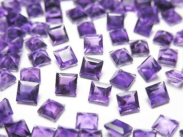 High Quality Amethyst AAA- Loose Stone Square Faceted 4x4mm 5pcs