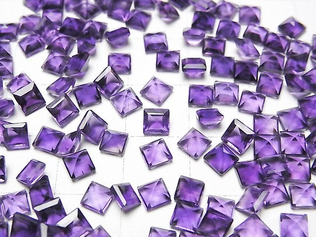 Hochwertig Amethyst AAA- Lose Steine Quadrat Facettiert 4x4mm 5Stk