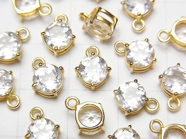 High Quality Crystal AAA Bezel Setting Round Faceted 6x6mm 18KGP 2pcs
