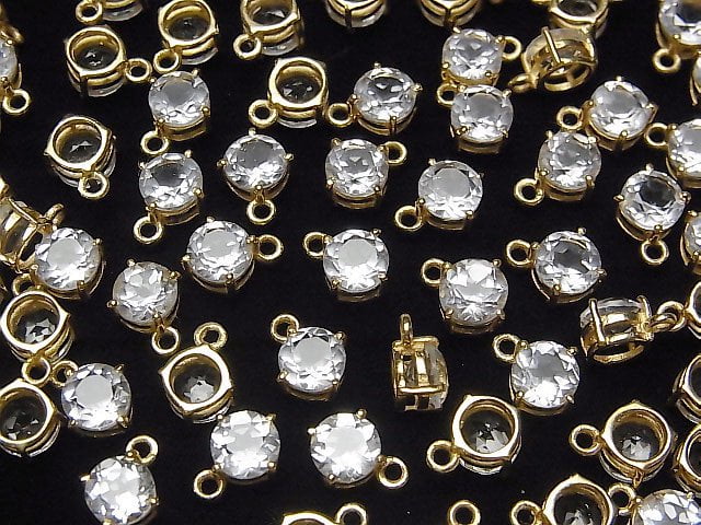 Hochwertig Kristall AAA Fassung Rund Facettiert 6x6mm 18KGP 2Stk