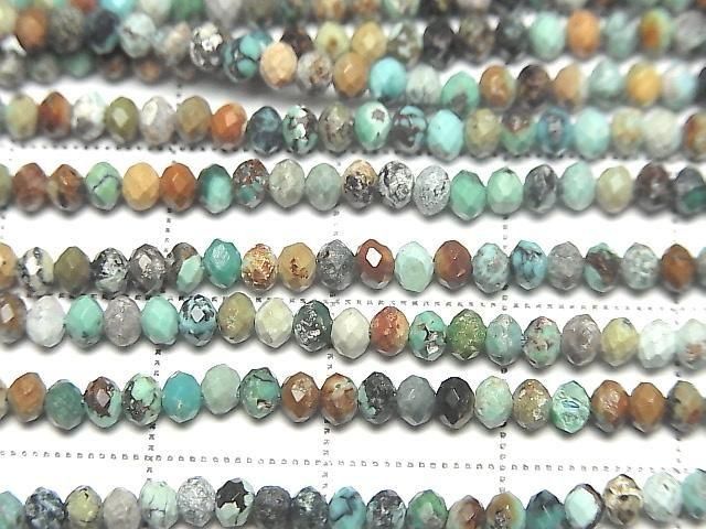 High Quality! Turquoise AA Faceted Button Rondelle 3x3x2mm 1strand beads (aprx.15inch/37cm)