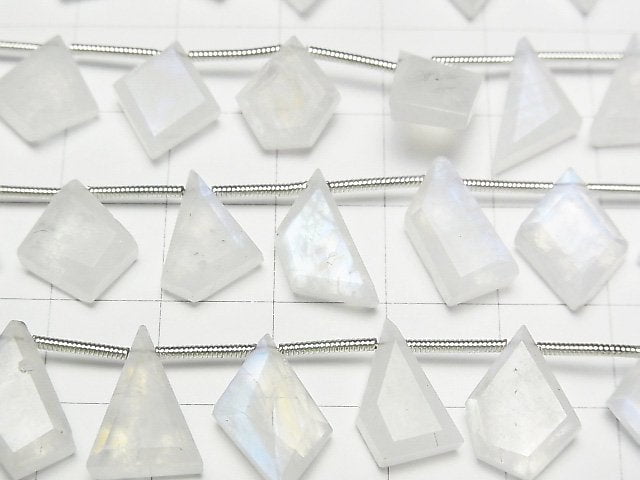 High Quality Rainbow Moonstone AA++ Rough Slice Faceted 1strand beads (15pcs)