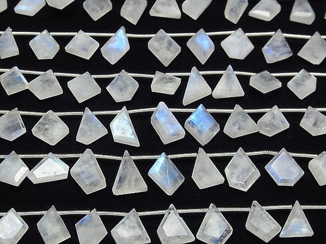 Hochwertiger Regenbogen-Moonstone AA++ Rohschnitt facettierte 1strang Perlen (15 Stück)