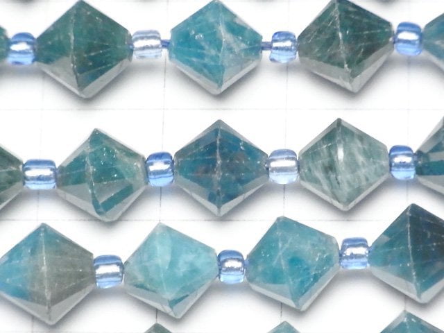 高品質!藍磷灰石 AA+ 算盤切面 8x8x8mm 半串或一串珠子 (約 15 英寸 / 36 公分)