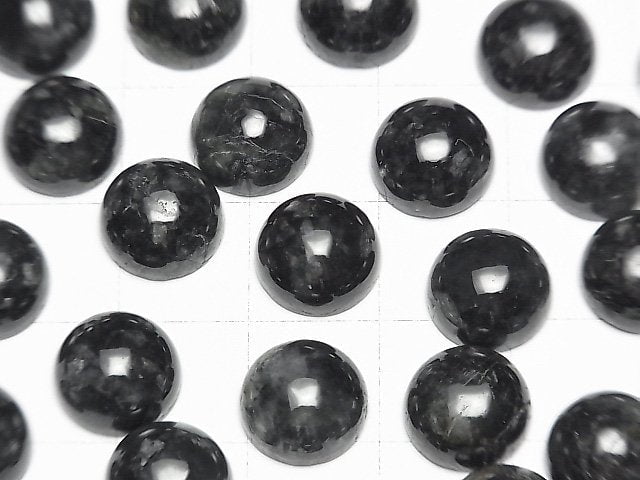 Burma Black Jadeite AAA- Round Cabochon 10x10mm 2pcs
