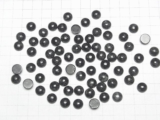 Burma Schwarzer Jadeit AAA-Rund Cabochon 10x10mm 2Stk
