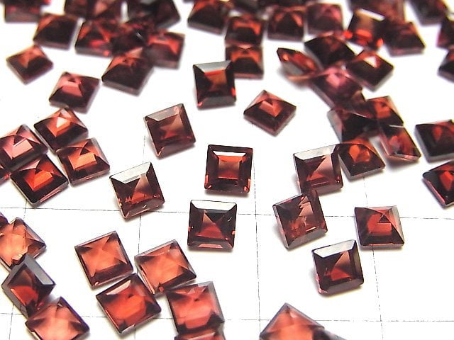 Hochwertiger Mosambik Granat AAA lose Stein quadratisch facettiert 4x4mm 5 Stück
