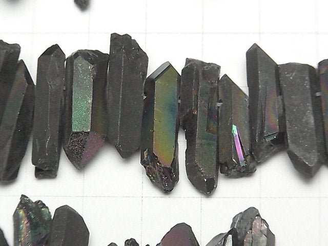 Crystal Natural Point Cut Silver Black 1strand beads (aprx.15inch / 37cm)