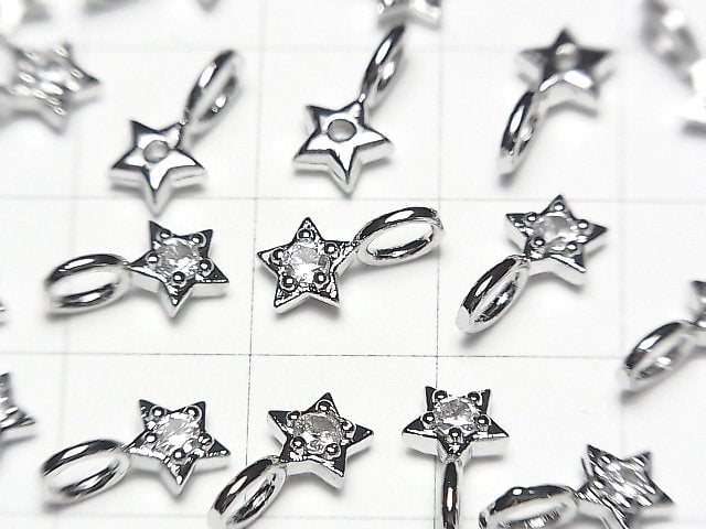 Metallteile Sternmotiv Charm 10x6mm Silberfarbe (mit CZ) 2Stk