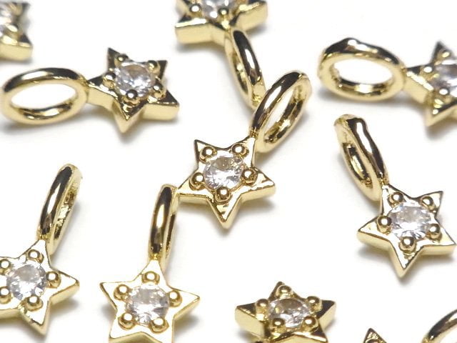 Metallteile Sternmotiv Charm 10x6mm Goldfarbe (mit CZ) 2Stk