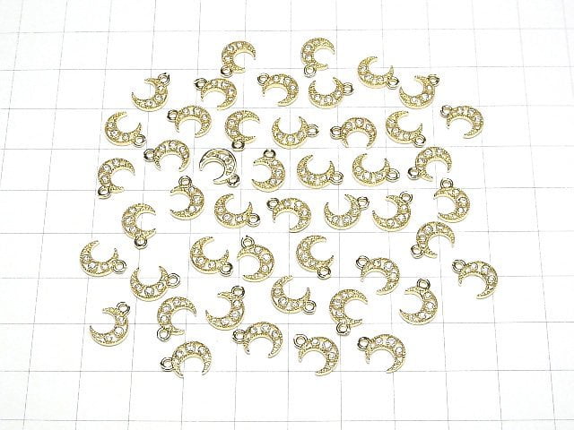 Metal parts Crescent moon motif charm 10x7mm Gold color (with CZ) 2pcs
