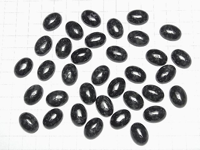 Burma Schwarzer Jadeit AAA- Oval Cabochon 18x13mm 1Stk