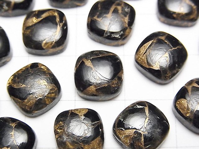 Copper Obsidian AAA Square Cabochon 10x10mm 2pcs