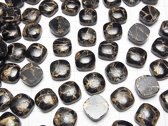 Kupfer-Obsidian AAA Quadrat Cabochon 10x10mm 2Stücke