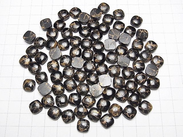 Kupfer-Obsidian AAA Quadrat Cabochon 10x10mm 2Stücke