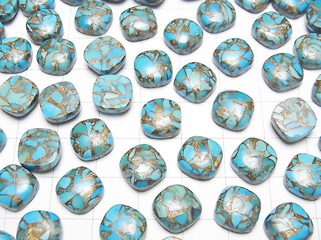 Blue Copper Turquoise AAA Square Cabochon 10x10mm 2pcs