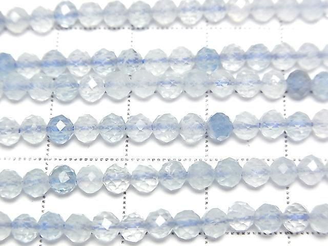 High Quality! Aquamarine AA++ Faceted Round 3.5mm 1strand beads (aprx.15inch/37cm)