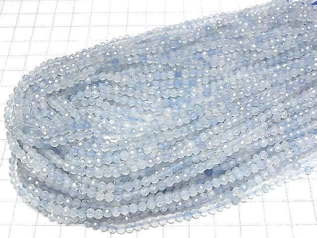 Hochwertig! Aquamarin AA++ facettierte Runde 3,5mm 1 Strang Perlen (ca. 15 Zoll / 37 cm)