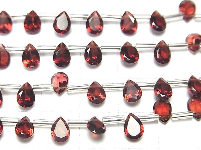 Hochwertiger Mosambik Granat AAA Tropfenform facettiert 7x5mm 1 Strang (18 Stück)