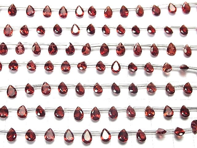 Hochwertiger Mosambik Granat AAA Tropfenform facettiert 7x5mm 1 Strang (18 Stück)