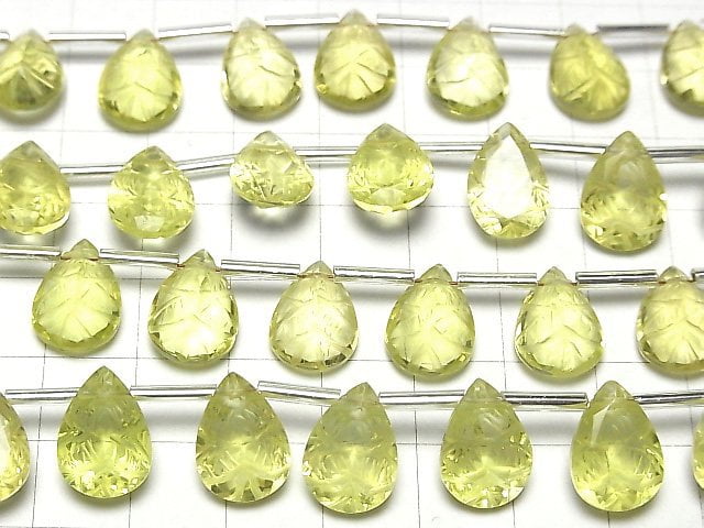 Hochwertiger zitrinfarbener Quarz AAA geschnitzte Birnenform facettiert 14x10mm 1strang Perlen (8 Stück)