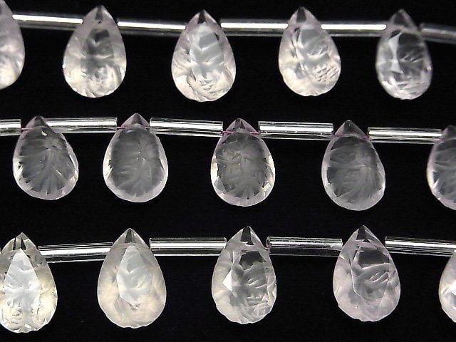 Hochwertiger rosenquarz AAA geschnitzte Birnenform facettiert 12x8mm 1strang Perlen (8 Stück)