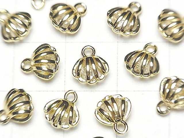 Metallteile Muschel Motiv Charm 8x7mm Goldfarbe (mit CZ) 2 Stück