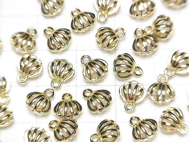 Metallteile Muschel Motiv Charm 8x7mm Goldfarbe (mit CZ) 2 Stück