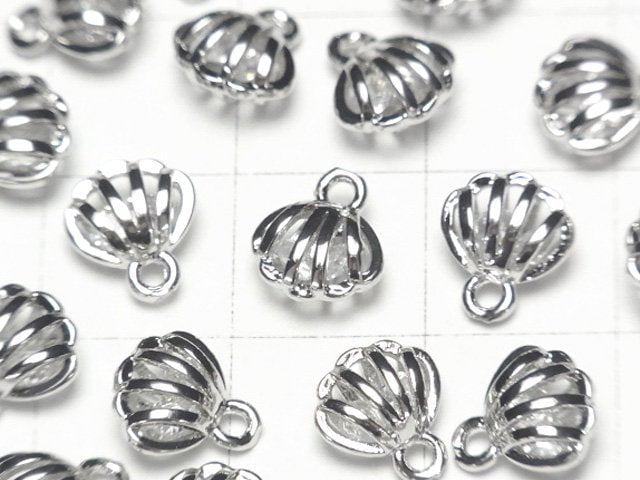 Metallteile Muschel Motiv Charm 8x7mm Silberfarbe (mit CZ) 2 Stück
