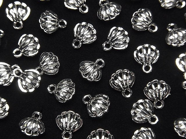 Metallteile Muschel Motiv Charm 8x7mm Silberfarbe (mit CZ) 2 Stück