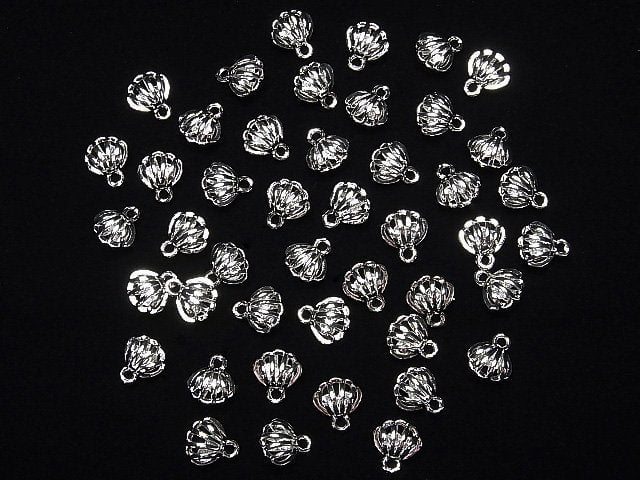 Metallteile Muschel Motiv Charm 8x7mm Silberfarbe (mit CZ) 2 Stück
