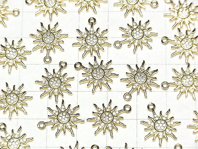 Metallteile Sonnenmotiv Charm 16x14mm Goldfarbe (mit CZ) 1 Stück