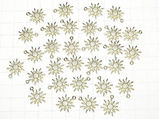 Metallteile Sonnenmotiv Charm 16x14mm Goldfarbe (mit CZ) 1 Stück