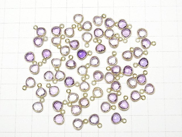 Hochwertiger Amethyst AAA Zargenfassung Kastanienform 7x7mm 18KGP 4 Stück