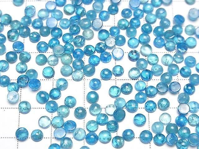 Hochwertige Neonblaue Apatit AA++ Runde Cabochons 4x4mm (4 Stück)
