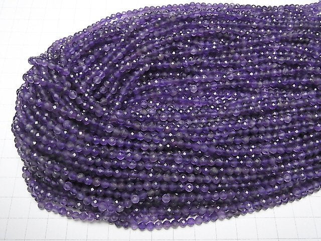 Hochwertig! Amethyst AA 32-facettierte runde 4mm 1strang Perlen (ca. 15 Zoll / 37 cm)