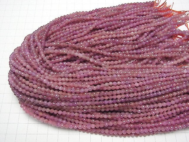 Hochwertig! Rosa Saphir AA++ 128 Facettierte Rund 4mm halb oder 1strang Perlen (ca. 15 Zoll / 37 cm)