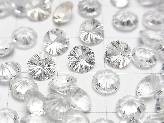 High Quality White Topaz AAA Carved Round Faceted 6x6mm 5pcs