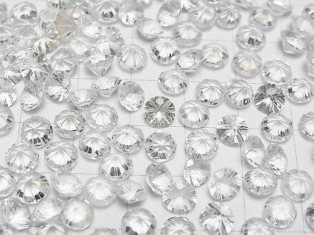High Quality White Topaz AAA Carved Round Faceted 6x6mm 5pcs