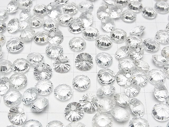 Hochwertiger Weißer Topas AAA Graviert Rund Facettiert 8x8mm 3Stk