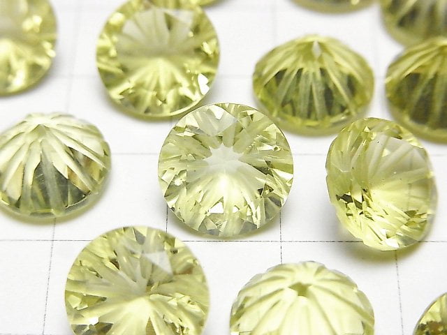 高品質檸檬晶 AAA 刻面圓珠 12x12毫米 1顆