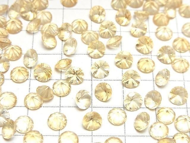 High Quality Citrine AAA- Carved Round Faceted 6x6mm 5pcs