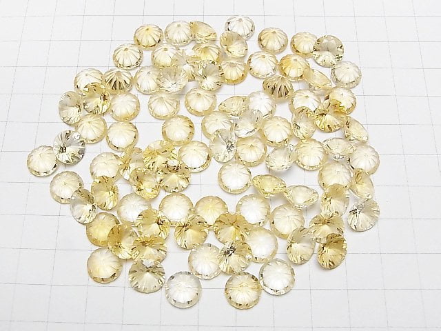 Hochwertiger Citrin AAA Graviert Rund Facettiert 10x10mm 2Stk