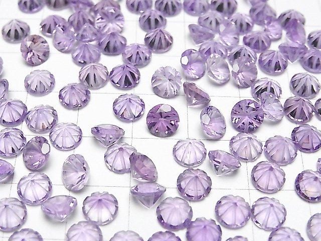 Hochwertiger Amethyst AAA Graviert Rund Facettiert 6x6mm 5Stk
