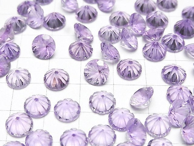 Hochwertiger Amethyst AAA geschnitzte runde facettierte 8x8mm 3 Stück